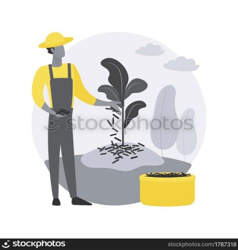 Mulching plants abstract concept vector illustration. Soil covering, plant protection, weed control, retain moisture, garden bed, wood chips, landscape fabric, decorative mulch abstract metaphor.. Mulching plants abstract concept vector illustration.