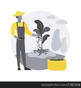 Mulching plants abstract concept vector illustration. Soil covering, plant protection, weed control, retain moisture, garden bed, wood chips, landscape fabric, decorative mulch abstract metaphor.. Mulching plants abstract concept vector illustration.