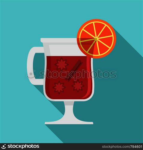 Mulled wine drink icon. Flat illustration of mulled wine drink vector icon for web design. Mulled wine drink icon, flat style