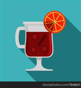 Mulled wine drink icon. Flat illustration of mulled wine drink vector icon for web design. Mulled wine drink icon, flat style