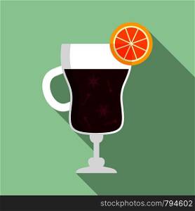 Mulled wine glass icon. Flat illustration of mulled wine glass vector icon for web design. Mulled wine glass icon, flat style
