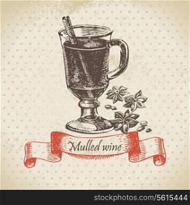 Mulled wine. Hand drawn illustration