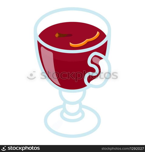 Mulled wine icon. Isometric of mulled wine vector icon for web design isolated on white background. Mulled wine icon, isometric style