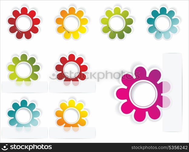 Multi-colored realistic stickers with a place for the text. Multi-colored realistic stickers