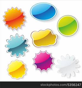 Multi-colored realistic stickers with a place for the text. Multi-colored realistic stickers