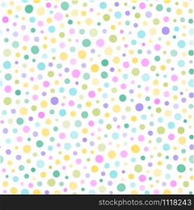 Multi-colored spots on a white background seamless pattern. Cute motley vector texture of light shades.