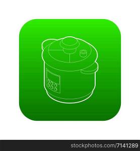 Multi cooker icon green vector isolated on white background. Multi cooker icon green vector
