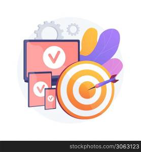 Multi-device targeting abstract concept vector illustration. Cross-device tracking and targeting, multi-device marketing, cross-screen consumer trends, channel optimization abstract metaphor.. Multi-device targeting abstract concept vector illustration.