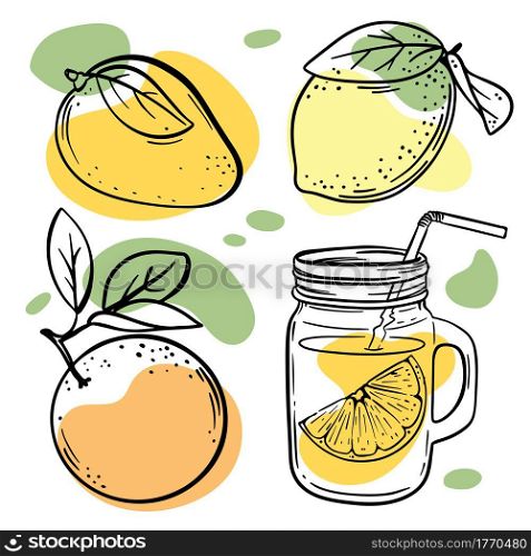 MULTI-FRUIT FRESH SMOOTHIES Fruit Juice Vector Illustration Set