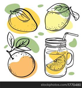 MULTI-FRUIT FRESH SMOOTHIES Fruit Juice Vector Illustration Set