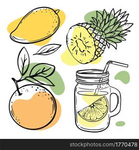MULTI-FRUIT SMOOTHIES Fresh Juice Vector Illustration Set