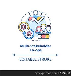 Multi-stakeholder co-ops concept icon. Multi-membership abstract idea thin line illustration. Roles in enterprise. Isolated outline drawing. Editable stroke. Arial, Myriad Pro-Bold fonts used. Multi-stakeholder co-ops concept icon