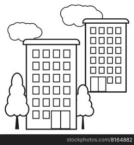 multi-storey buildings icon. Building, city. Line drawing. Vector illustration. EPS 10.. multi-storey buildings icon. Building, city. Line drawing. Vector illustration.