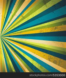 Multicolor beams grunge background. A vintage poster.