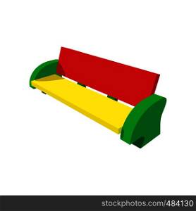 Multicolor bench cartoon icon isolated on white background. Playground equipment. Multicolor bench cartoon icon