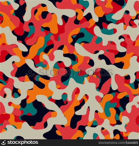 Multicolor bright seamless flat background abstract camo vector wallpaper print
