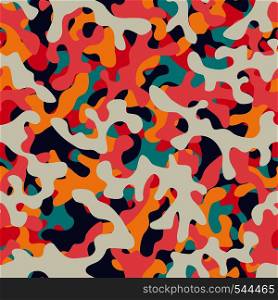 Multicolor bright seamless flat background abstract camo vector wallpaper print