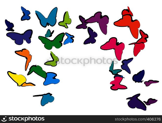 multicolor butterflies isolated on a white background