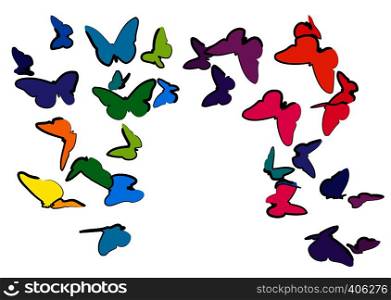 multicolor butterflies isolated on a white background
