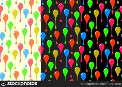 Multicolor drops on light and dark background, abstract vector seamless pattern for textile, prints, wallpaper, wrapping paper, web etc.