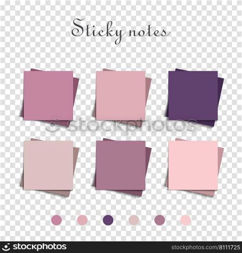 Multicolor post it notes isolated background. Colored sticky note set. Vector realistic illustration. Sticky note collection