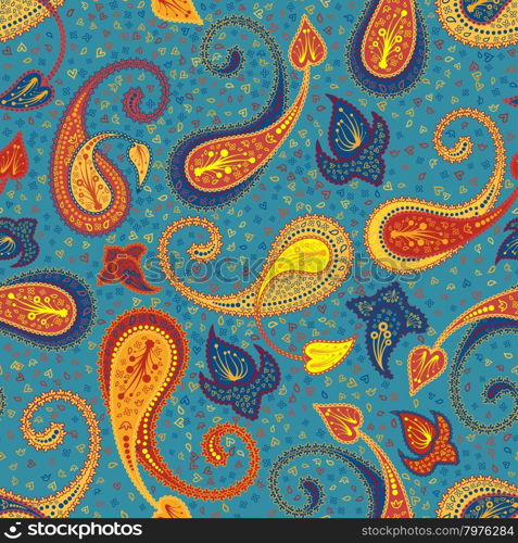 Multicolor Seamless Paisley Pattern Ornate. Elegant Design With Ideal Balanced Colors. Vector Illustration.