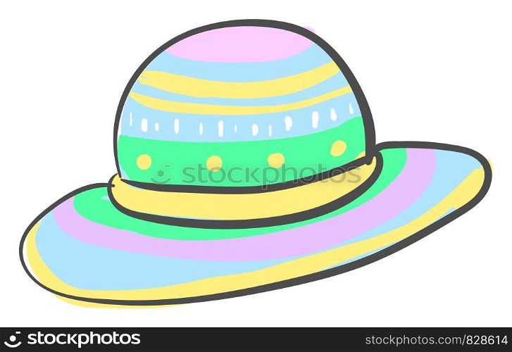 Multicolor woman hat, illustration, vector on white background.
