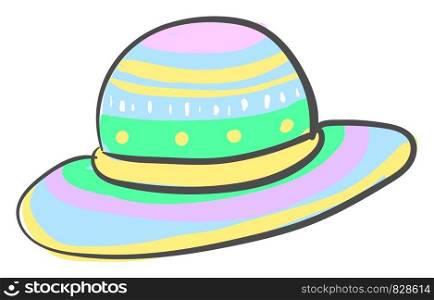 Multicolor woman hat, illustration, vector on white background.