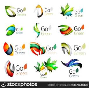 Multicolored abstract leaves in nature concept logo set. Multicolored abstract leaves in nature concept logo set. Vector illustration