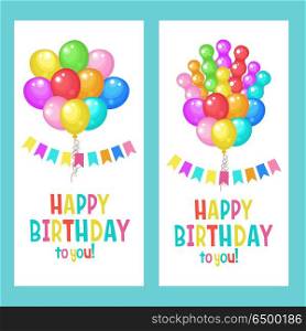 Multicolored balloons. Multicolored balloons. Bright festive illustration. Congratulations on the birthday.