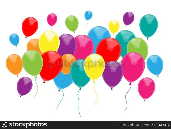multicolored balloons on white background