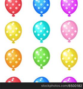 Multicolored balloons. Seamless pattern.. Seamless pattern. Colorful balloons on a white background.