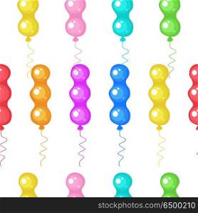 Multicolored balloons. Seamless pattern.. Seamless pattern. Colorful balloons on a white background.