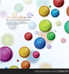 Multicolored Balls, Balloons And Pills Background. Illustration of design abstract background with multicolored balls, balloons, bubbles, pills or candies