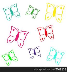 multicolored butterfly on white background vector icon. multicolored butterfly on white background