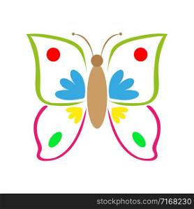 multicolored colorful butterfly on a white background vector. multicolored colorful butterfly