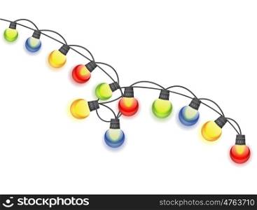 Multicolored Garland Lamp Bulbs Festive Isolated Vector Illustration. Multicolored Garland Lamp Bulbs Festive Isolated