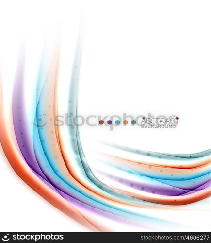 Multicolored lines on white, motion concept abstract background. Vector