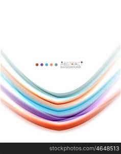 Multicolored lines on white, motion concept abstract background. Vector
