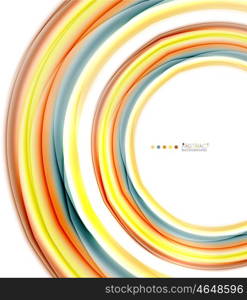 Multicolored lines on white, motion concept abstract background. Vector