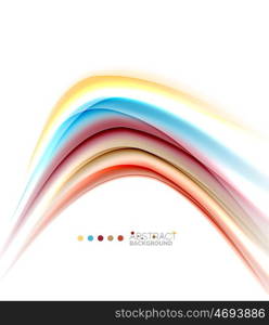 Multicolored lines on white, motion concept abstract background. Vector