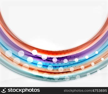 Multicolored lines on white, motion concept abstract background. Vector