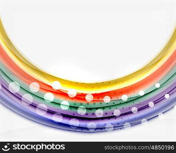 Multicolored lines on white, motion concept abstract background. Vector