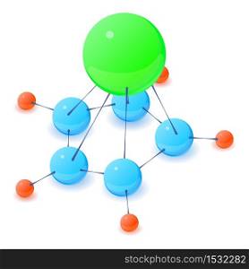 Multicolored molecule icon. Isometric illustration of multicolored molecule vector icon for web. Multicolored molecule icon, isometric style