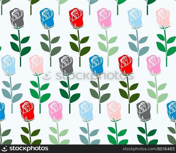 Multicolored roses seamless pattern. Vector flower background. Flower ornament&#xA;