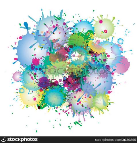 Multicolored watercolor paint splatters vector abstract background. Multicolored watercolor paint splatters vector abstract background. Colorful abstract stain illustration
