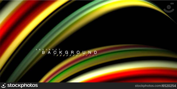 Multicolored wave lines on black background design. Multicolored wave lines on black background vector design