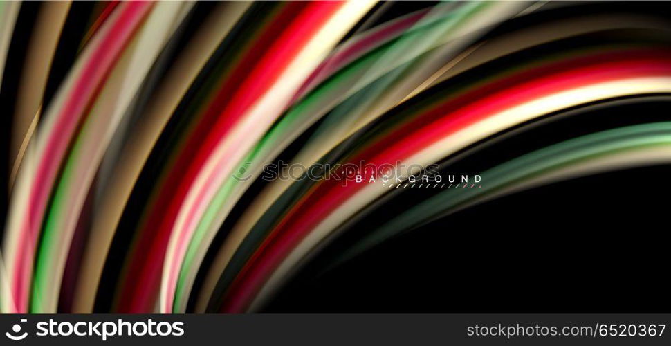 Multicolored wave lines on black background design. Multicolored wave lines on black background vector design