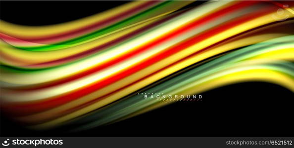 Multicolored wave lines on black background design. Multicolored wave lines on black background vector design