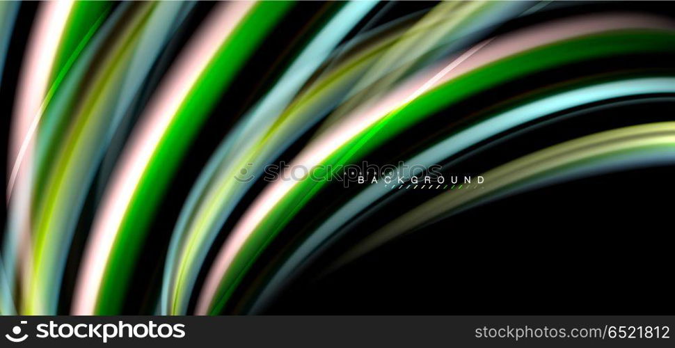 Multicolored wave lines on black background design. Multicolored wave lines on black background vector design